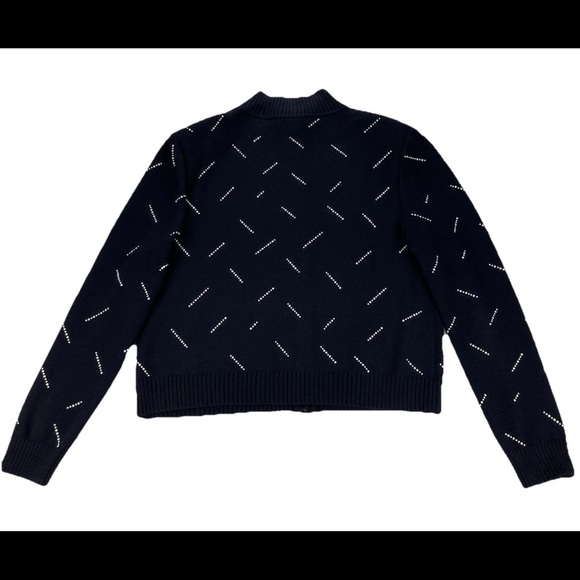 St John Collection Women’s Sz 16 Black White Geometric Sweater Cardigan Full Zip - Picture 2 of 11